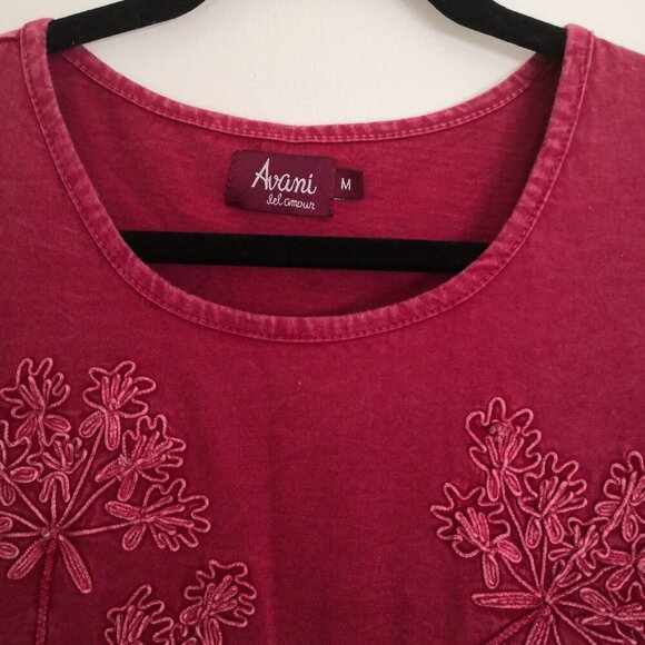 Avani 100% Cotton Embroidered Floral Top Asymmetry Size M - Picture 2 of 5